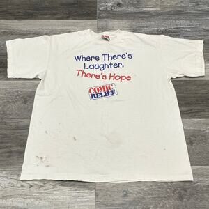 Vintage‎ 80s 90s Comic Relief White Mens XL Inspiration Quotes T-shirt USA Movie